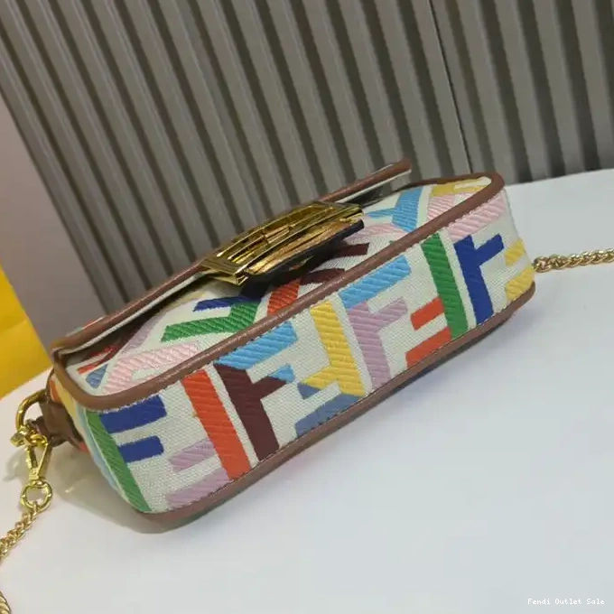 Affordable Motif Multi Baguette Bag Fendi In Canvas Mini Beige FF 0322